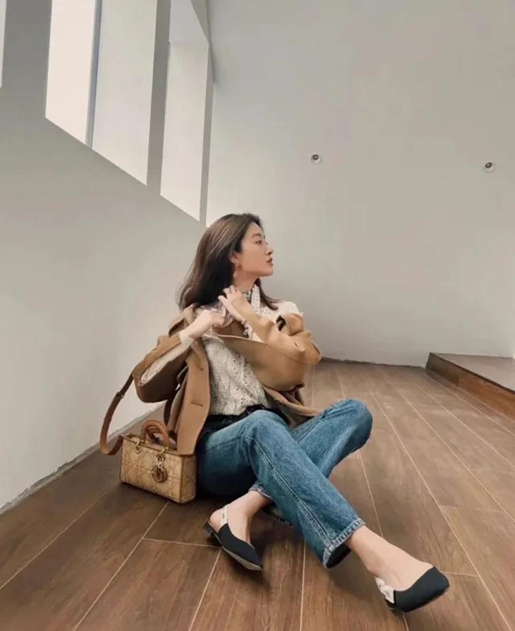 2024 Women's Spring/Summer Pointed Toe Slingback Flats with Bow Detail