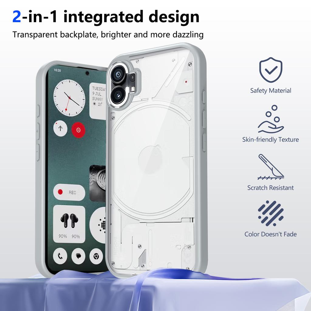 EUCAGR Nothing Phone One A063 Luftpolster Stoßfestes Silikon Bumper Klare Matte Rückseite für Nothing Phone 1 Harte Handyhülle