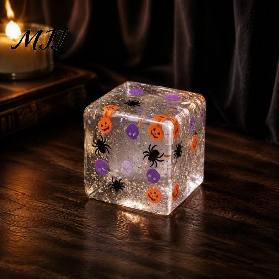 Taschen-Quetschspielzeug Halloween Stresswürfel Sensorisches Spielzeug, Spielzeug mit Kürbis-Schädelmuster Spinnenmuster, Klar Angstlinderung Partygeschenke Langsam