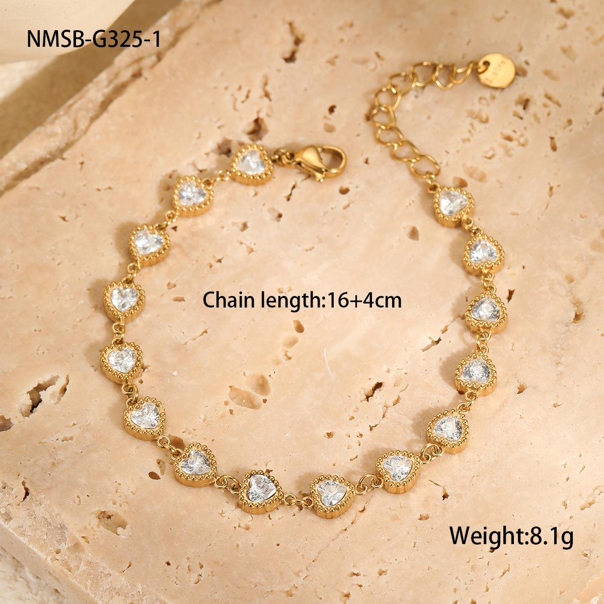 GEMCHIC Women s Vintage Luxury Rhinestone Heart Geometric Stainless Steel Bracelet Fashion Elegant Titanium Steel Jewelry Wholesale
