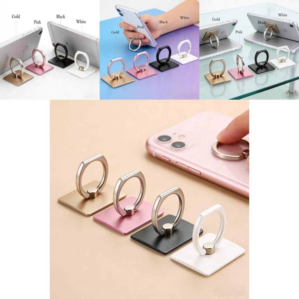 Creative Square Phone Ring Holder With Zinc Alloy Ring For Universal Smartphones