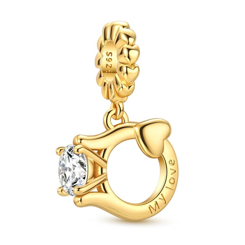 Original 925 Sterling Silber Charm Perle Goldene Serie Zirkon Anhänger Passend für Original Armband Halskette Für Frauen DIY Schmuck Geschenk
