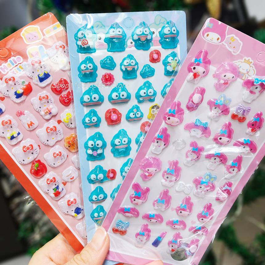 2025 Cute Cinnamoroll Kuromi My Melody Hello Kitty 3D Resin Stickers Anime Themed DIY Scrapbooking Decoration Gifts kids Toys