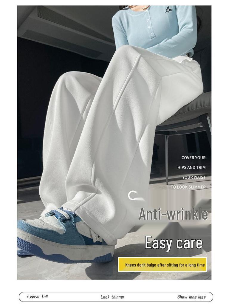 Teen Girls' Grey Slim-Fit Straight-Leg Sweatpants for Spring & Autumn