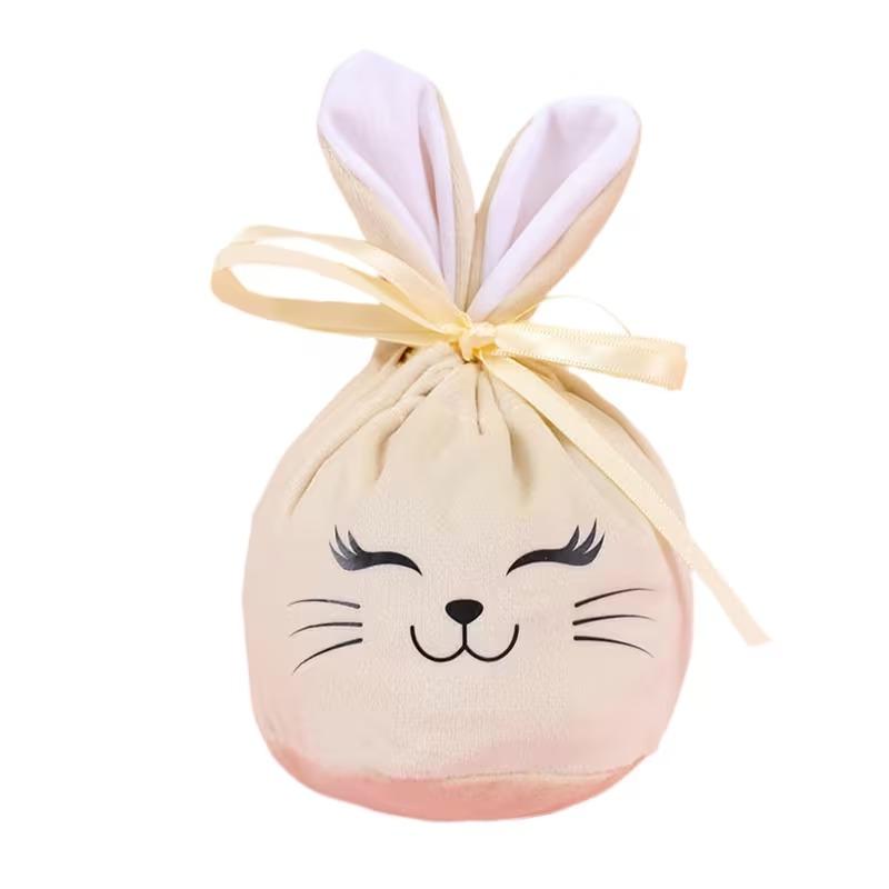 

Easter Bunny Ears Plush Gift Bags with Drawstring Candy Bags for Basket Filling Spring Holiday Party Supplies As shown