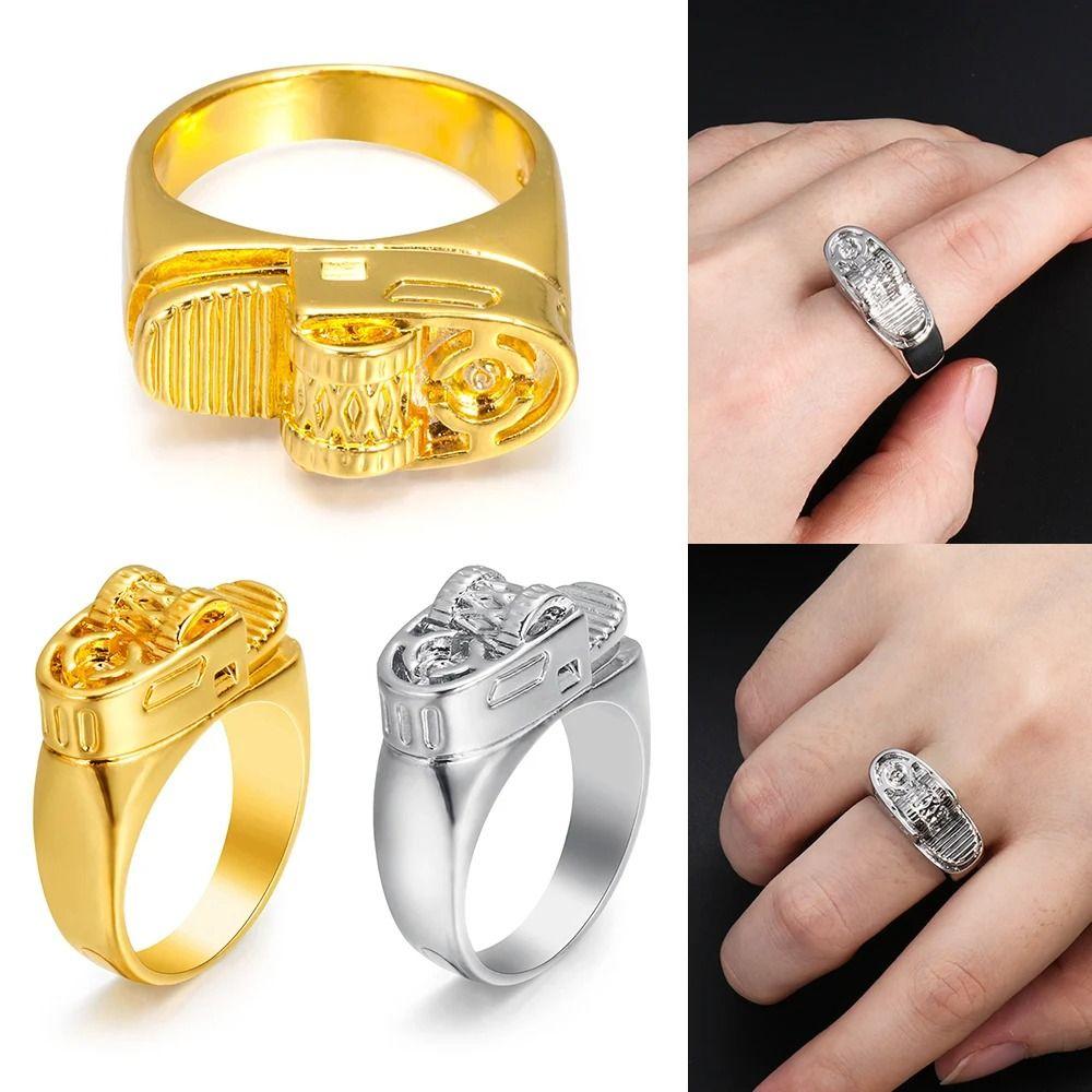 Anillo Encendedor de Diseño Creativo Anillo de Cobre Anillo de Moda Anillo Encendedor de Simulación Para Hombres Mujeres
