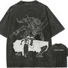 Jujutsu Kaisen Fushiguro Megumi "Shikigami Battle" Manga Panel Vintage Washed Oversized Black T-Shirt | Shonen Anime Fan Unisex Streetwear Tee