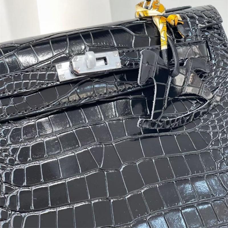 Crocodile Leather Handbag Crossbody Bag Women Fashion Elegant Top Handle