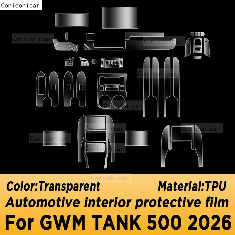 

For GWM TANK 500 2026 Panel Dashboard Navigation Automotive Interior Protective Film TPU Anti-Scratch Accessories LHD