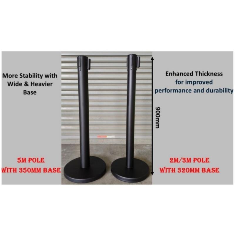 Extra Thick Stainless Steel Black Queue Pole Indoor And Outdoor Signage Crowd Control Barrier Pole