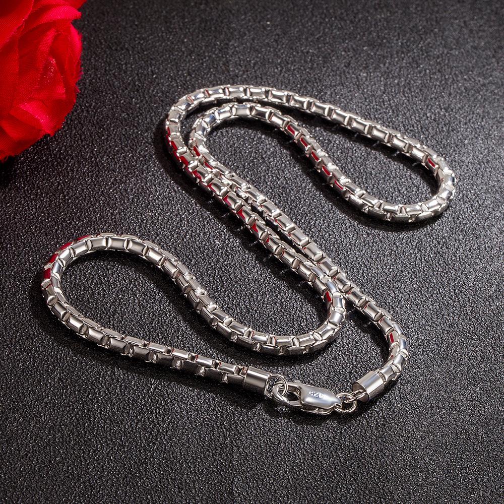 Men'S Round Box Chain Necklace Copper Electroplated Thick Rhodium Gold Jewelry