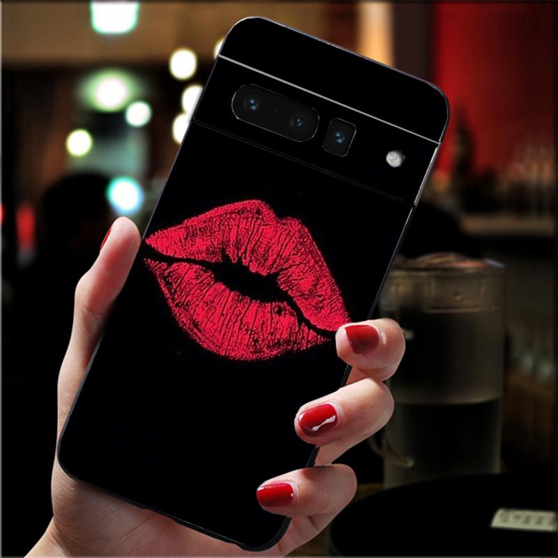 

Black Red Lips Kiss Phone Case For Google Pixel 10 Pro 9 Pro XL 9A 8 7 6 Pro Pixel 8A 7A 6A Pixel 8 7 6 5 Google Pixel 10