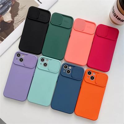 Slide Kameraschutz Candy Color Weiche Silikon-Telefonhülle für iPhone 16 15 14 13 12 11 Pro XS Max X XR 7 8 Plus Stoßstangenabdeckung