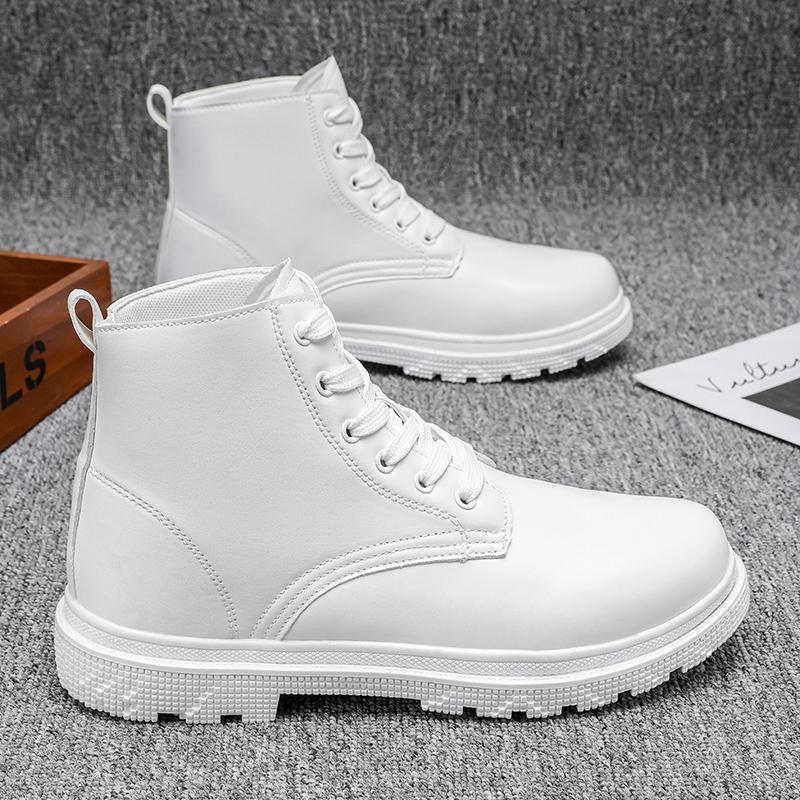 Men Leather Boots Men's Safety Shoes for  White Couples Shoes British Style  Platform Men Boots  Outdoor Hiking Boots