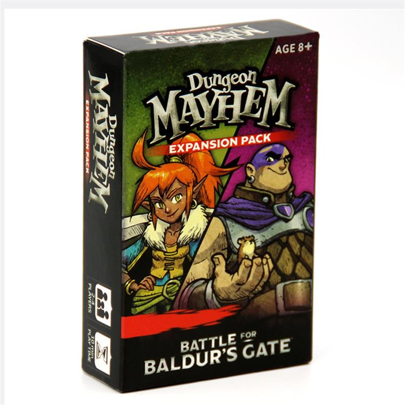 

Dungeon Mayhem is a strategic card game for kids, featuring wild monsters, all in English. Standard