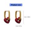 Elegant Red Heart Hoop Earrings Comfortable Geometric Ear Rings Lightweight Metal Jewelry Accessories for Women Girls