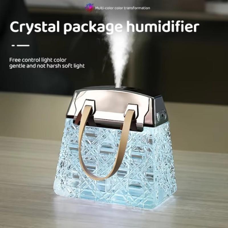 Kristalltasche Luftbefeuchter 300ML USB Wiederaufladbar Aroma Diffusor Ätherische Öle Farblichte Nebelsprüher für Zuhause Schlafzimmer Geschenk