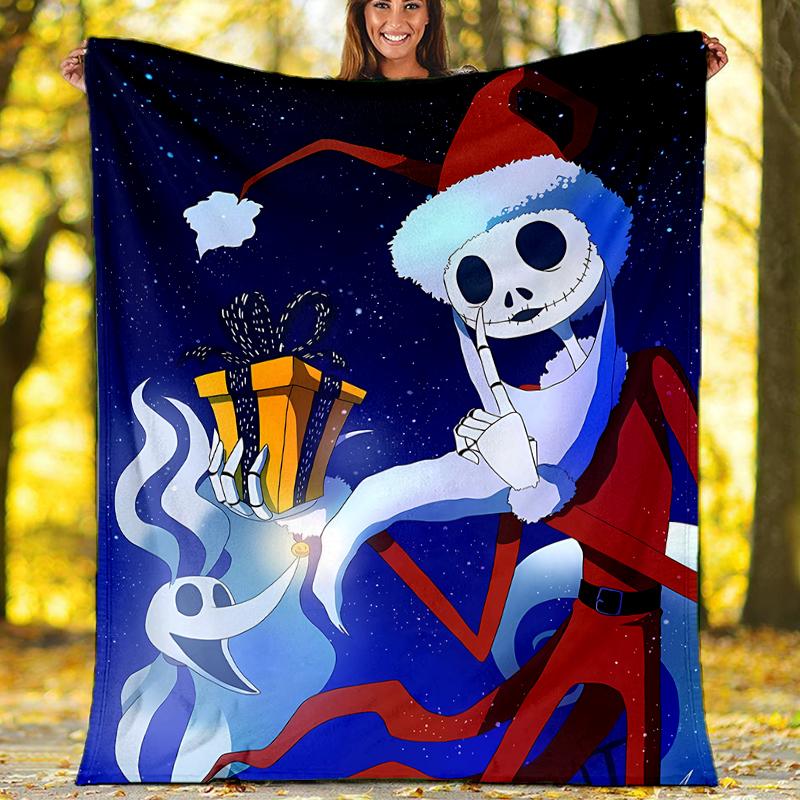 The Nightmare Before Christmas Theme Printed Blanket - Perfect for Couch, Bed, Travel & Outdoor Use | Machine Washable, Cozy & Durable.