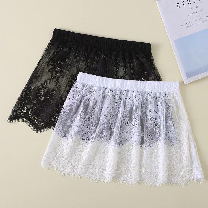 Underskirt Mini Skirt False Skirt Tail Blouse Hem Shirt Extender Women Short Petticoat  Korean Fashion Black White Lace Skirt