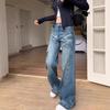 Women's American Retro Low-Waist Micro Flare Jeans - Loose, Straight-Leg, Wide-Leg, Floor-Length Trousers for Spring/Summer