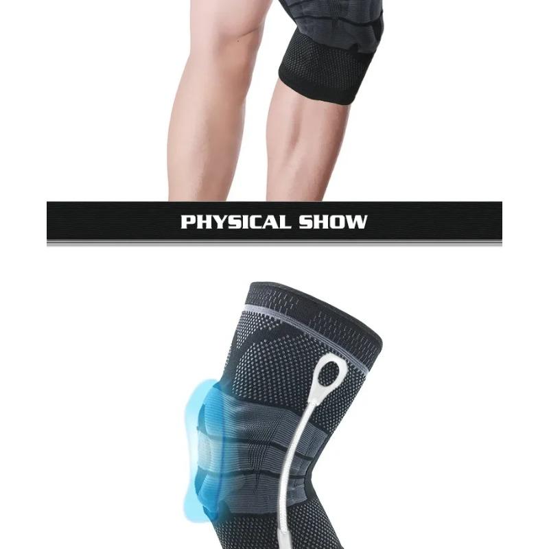 1 Pc Knee Brace Strap Patella Medial Support Strong Meniscus Silicone Compression Protection Sport Knee Pads Running Basketball