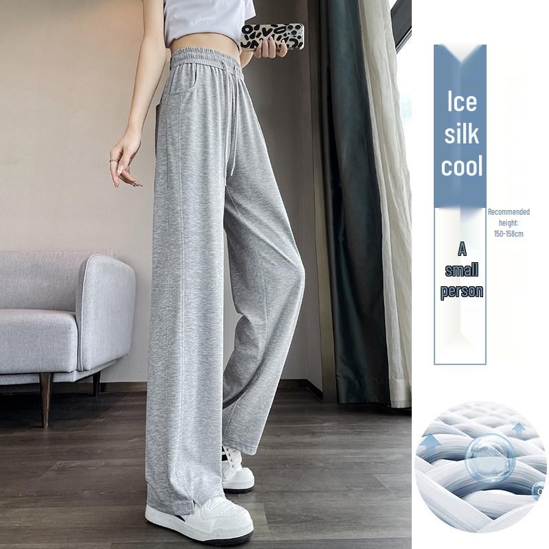 Ice Silk High-Waisted Wide-Leg Sweatpants for Women - Summer 2026 Thin Drapey Sun Protection Sportswear
