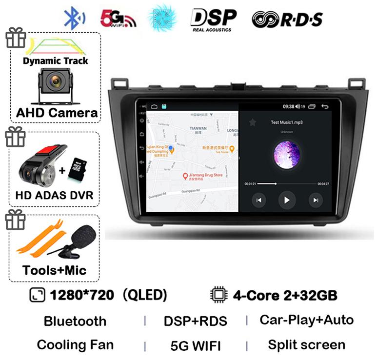 Car Radio Android14 Carplay Auto For Mazda 6 GH 2007 2008 2009 2010 2011 2012 Multimedia GPS Video Player Stereo 2din Head Unit