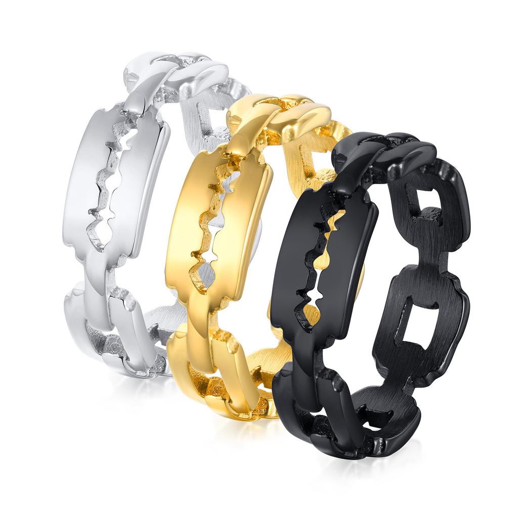 Unique Men Ring, Razor Blade Ring. Stainless Steel Unisex Blade Ring Zircon for Men's Women's