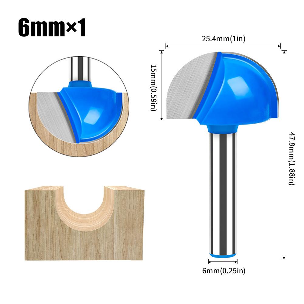 6mm Shank Round Nose Router Bit - Carbide Tipped Grooving Cutter for Woodworking, Edge Trimming & Decorative Carving