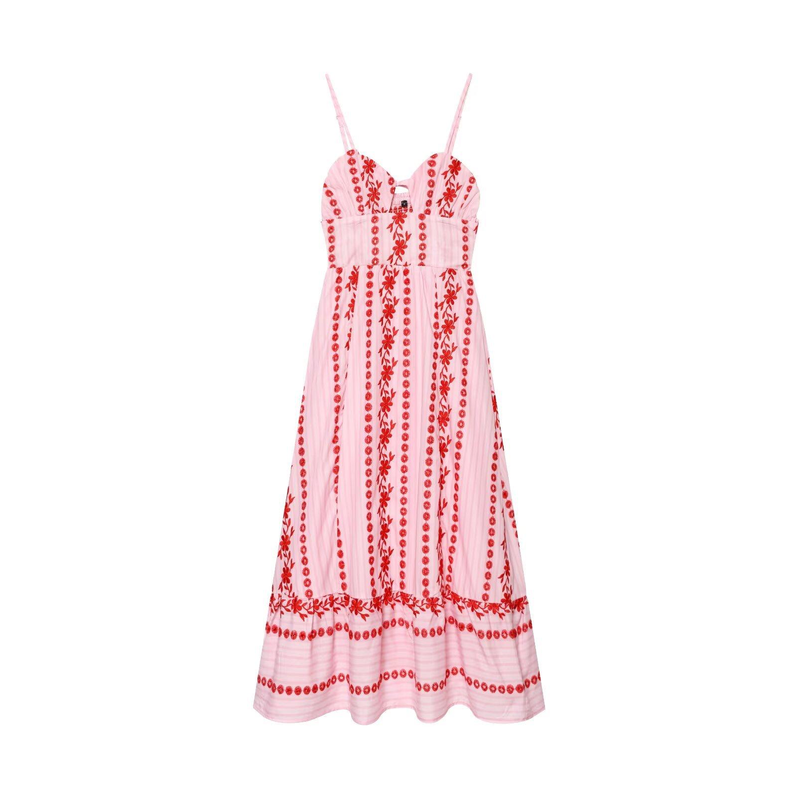 European and American style, new women s clothing, foreign style classic hollow embroidered Midi dress 2715977 XS