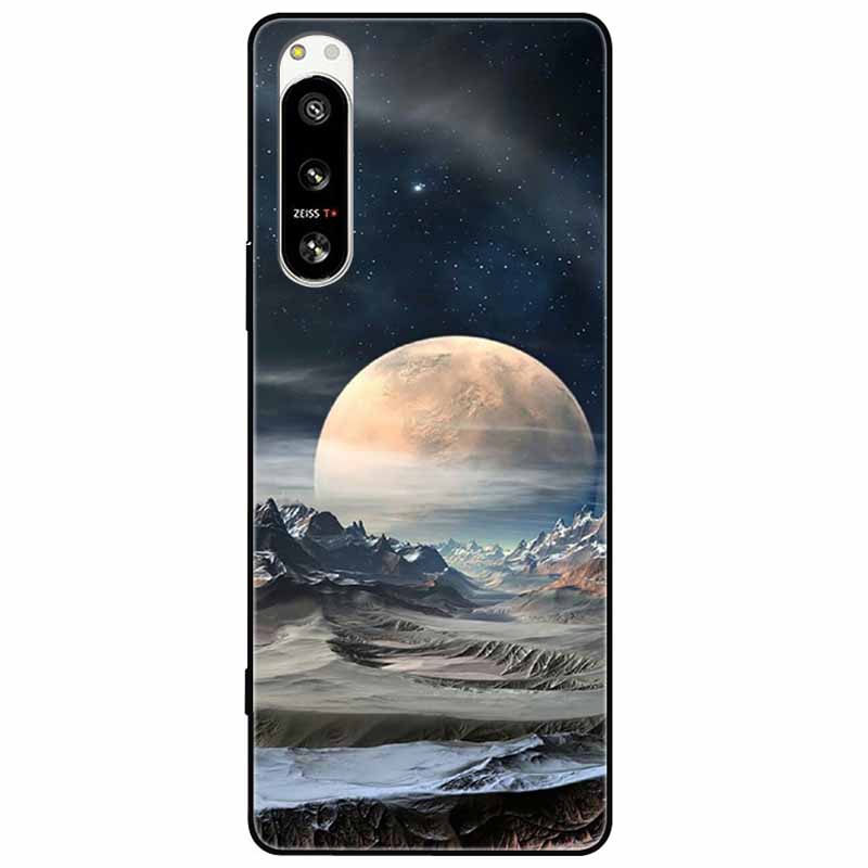 For Sony Xperia 5 IV / 10 IV Case 10IV Soft Black Silicone Forest Painted Phone Back Covers For Sony Xperia 1 IV Case TPU Coque