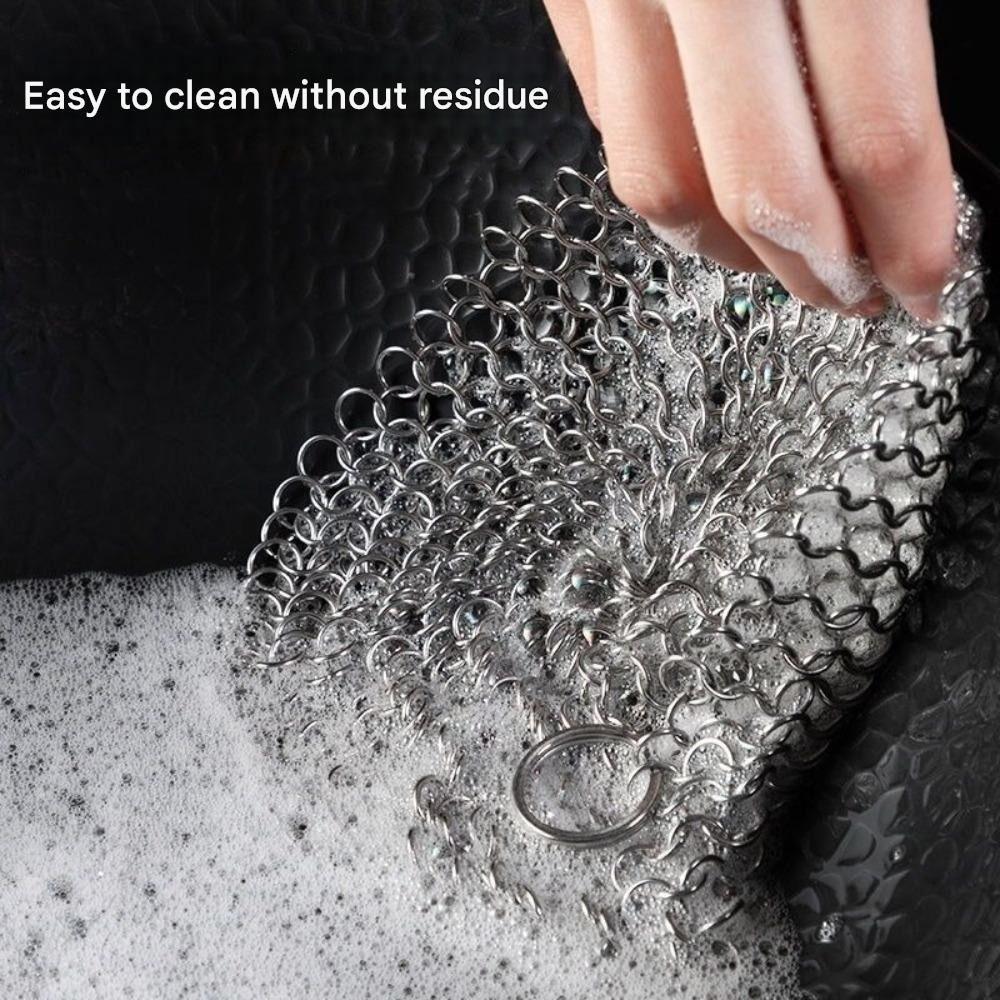 Reusable Kitchen Cleaning Ring Net 316 Stainless Steel Washing Net  Cleaning Brush