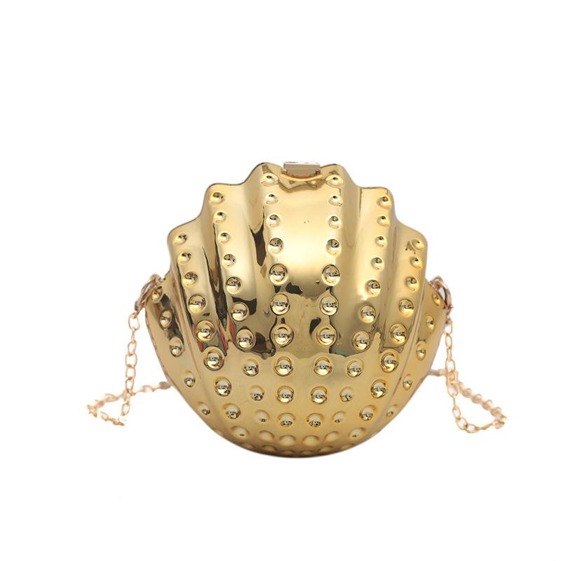 

women s mini new fashion shell shoulder bag ladies dinner bag shiny crossbody shell bag золотой