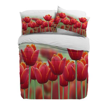 Flowers Red Bouquet Tulips Duvet Cover Bed Bedding Set Home Textile Quilt Cover Pillowcases Bedroom Double Bedding Set No Sheet