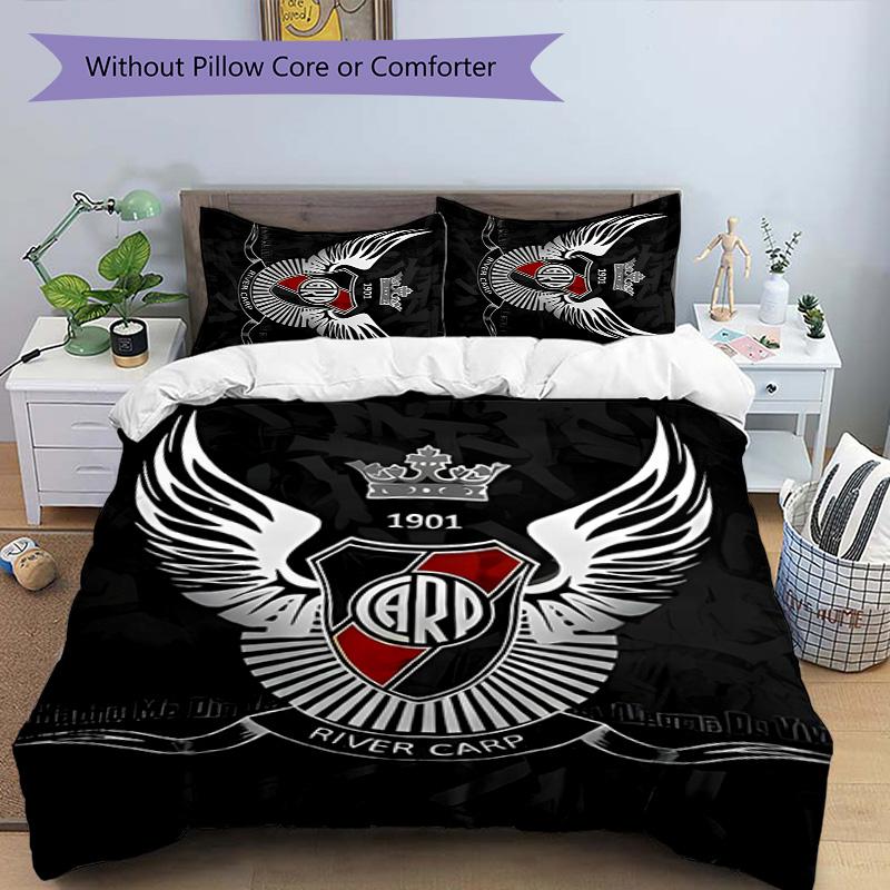 3pcs Club Atlético River Plate Pattern Bedding Set Duvet Cover Set Includes Duvet Cover &pillowcases,perfect All Season Bedroom Decoration&gift