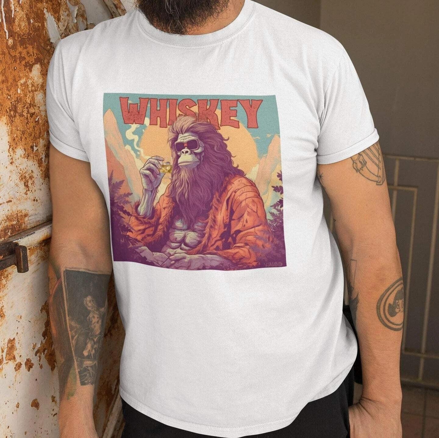 Bigfoot Whiskey Shirt, Bigfoot Cocktail Shirts Whiskey Gifts Sasquatch 2XL