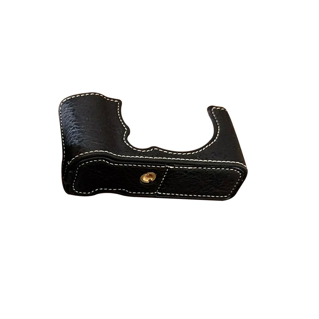 Camera Half Case PU Leather Anti-Scratch Camera Carry Case with Shoulder Strap Compatible with Fujifilm X-M5 Black
