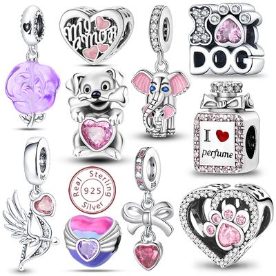 Copper Pure Pink Love Puppy Pet Pink Perfume Pendant Beads Suitable For 3Mm Original Bracelet Diy Jewelry