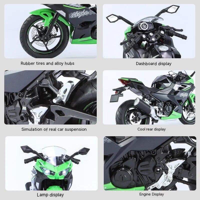 1/12 Scale Kawasaki 400 Motorcycle Die-cast Model - Sound & Light Effects - Authentic Details - Fun for Kids & Motorcycle Lovers