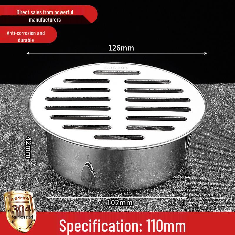 Non-Clogging Stainless Steel Floor Drain with Large Capacity & Direct PVC Insertion for Outdoor Use