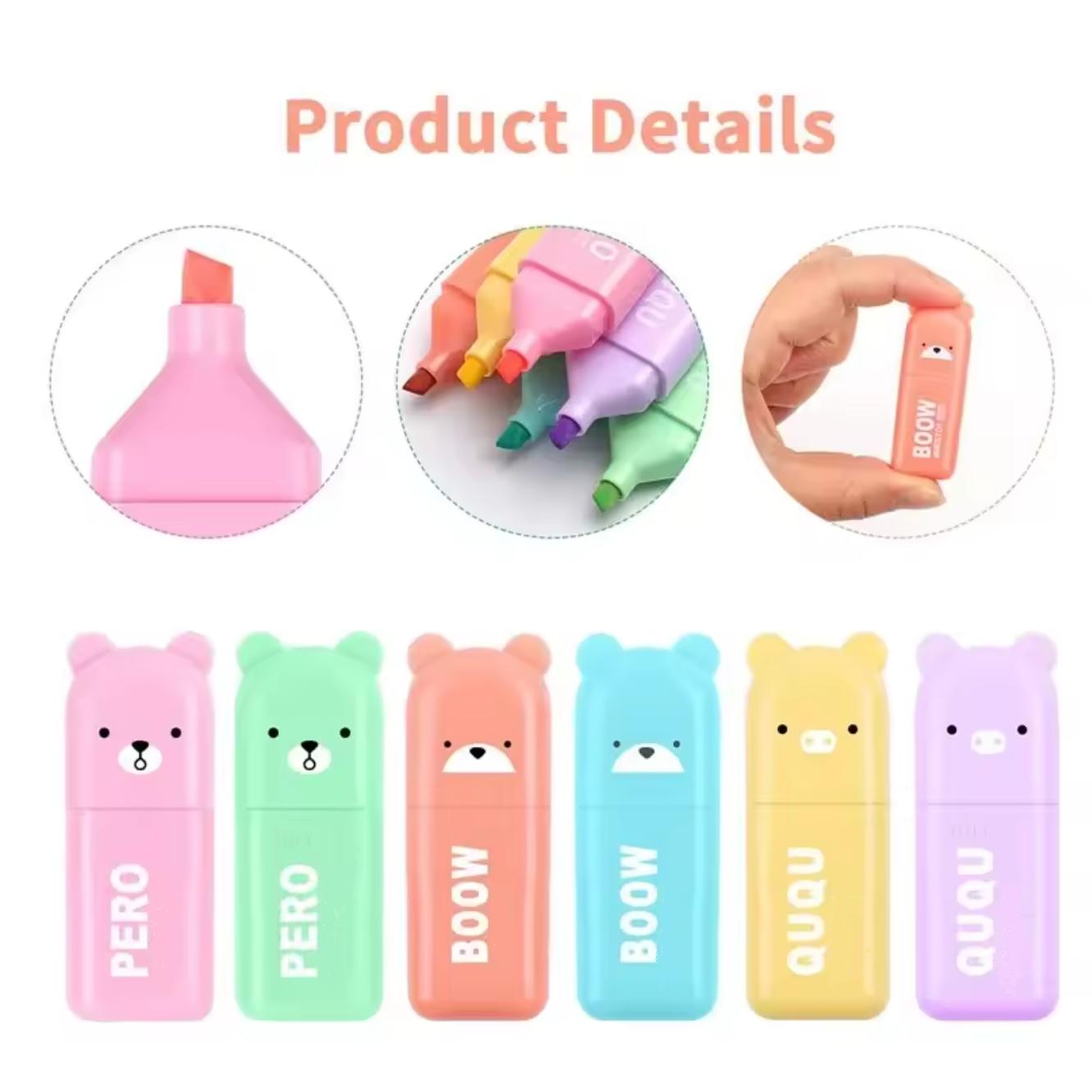 

6Pcs Mini Highlighter Set, Chisel Tip Marker Pen Suitable for Students, Adults, Graffiti, Writing, Painting, School, Office Use