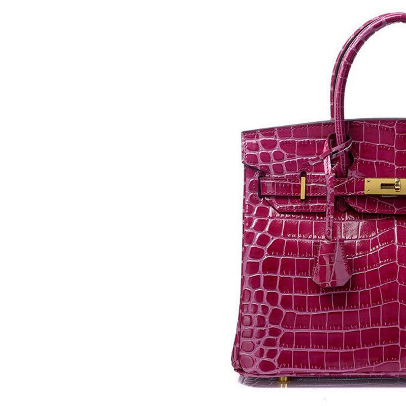 New Women Cowhide Handbag Crocodile Embossed