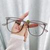 Korean Style Anti-Blue Light Glasses for Large Face - No Makeup Slimming Square Frame