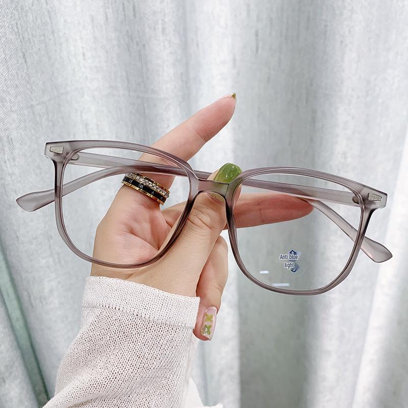 Korean Style Anti-Blue Light Glasses for Large Face - No Makeup Slimming Square Frame