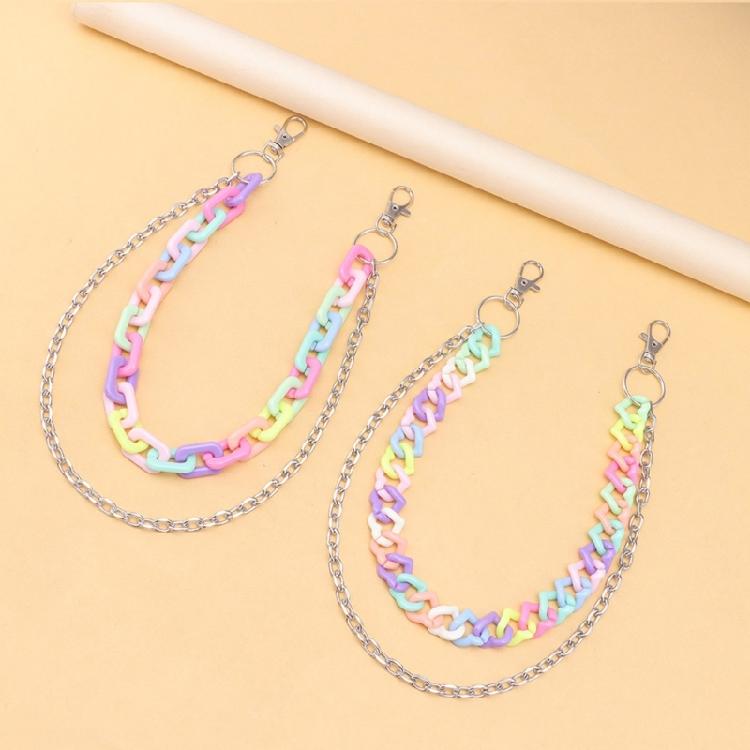 Auffällige Süßigkeitenfarbene Acrylkette Regenbogenfarbene Kette Schlüsselanhänger für Mädchen Frauen Mode Streetwear Zubehör