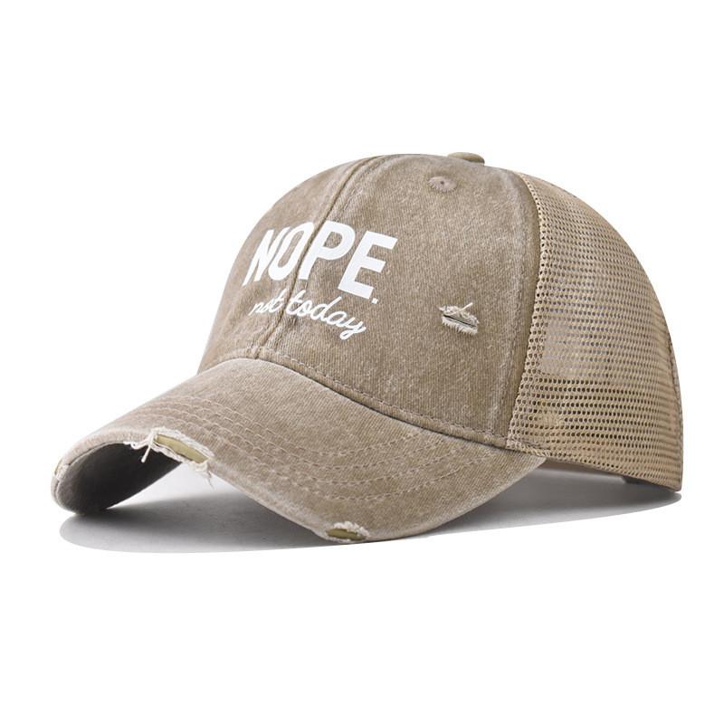 Nope Outdor Mesh Baseball Hat With Embroidered Geometric Design For Adults Summer Wear