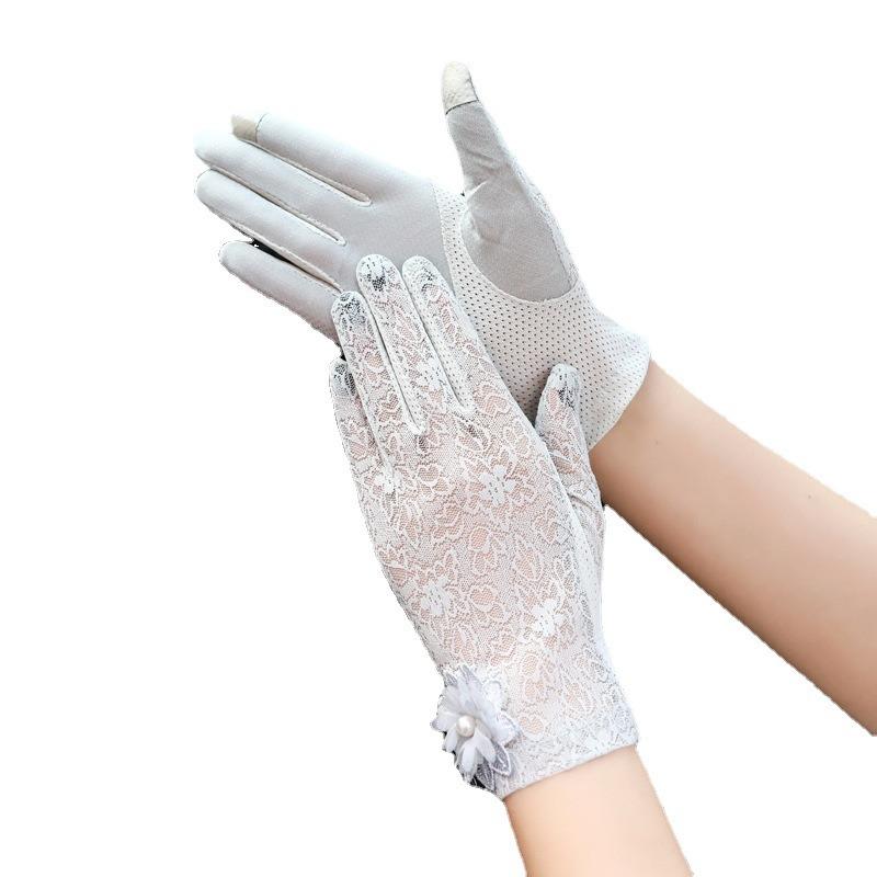 Mănuși de protecție solară pentru femei, subțiri, pentru condus și echitație, antiderapante și respirabile, elegante din dantelă, de primăvară și vară, mănuși rezistente la UV