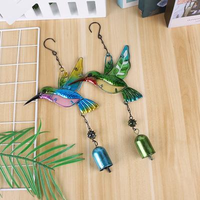 Bird Wind Chime Hummingbird Metal Glass Painted Crafts Pendant Bell Dragonfly Aluminum Pipe Home Courtyard Hanging Pendant