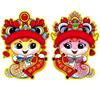 1 Pair Flocking Snake Year Fu Character Sticker Door Couplet Ornaments  Spring Festival Supplies
