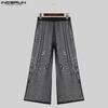 INCERUN Summer Men High Waist Transparent Pants Wide Leg Fishnet Trousers